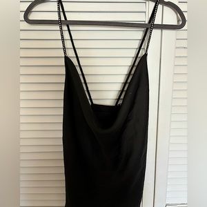 Zara drapey spaghetti strap top with rhinestone detail